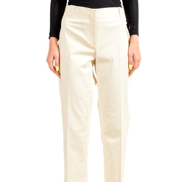 Incotex Women's Ivory Flat Front Pants US 2XL IT 48